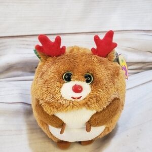 TY Beanie Ballz Hoofer Reindeer Plush Toy 5 Inch 2011 Claire's Purple Tag